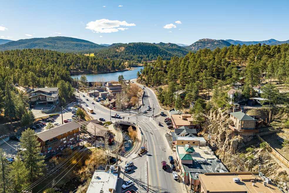 Evergreen Colorado mountain community aerial autumn
