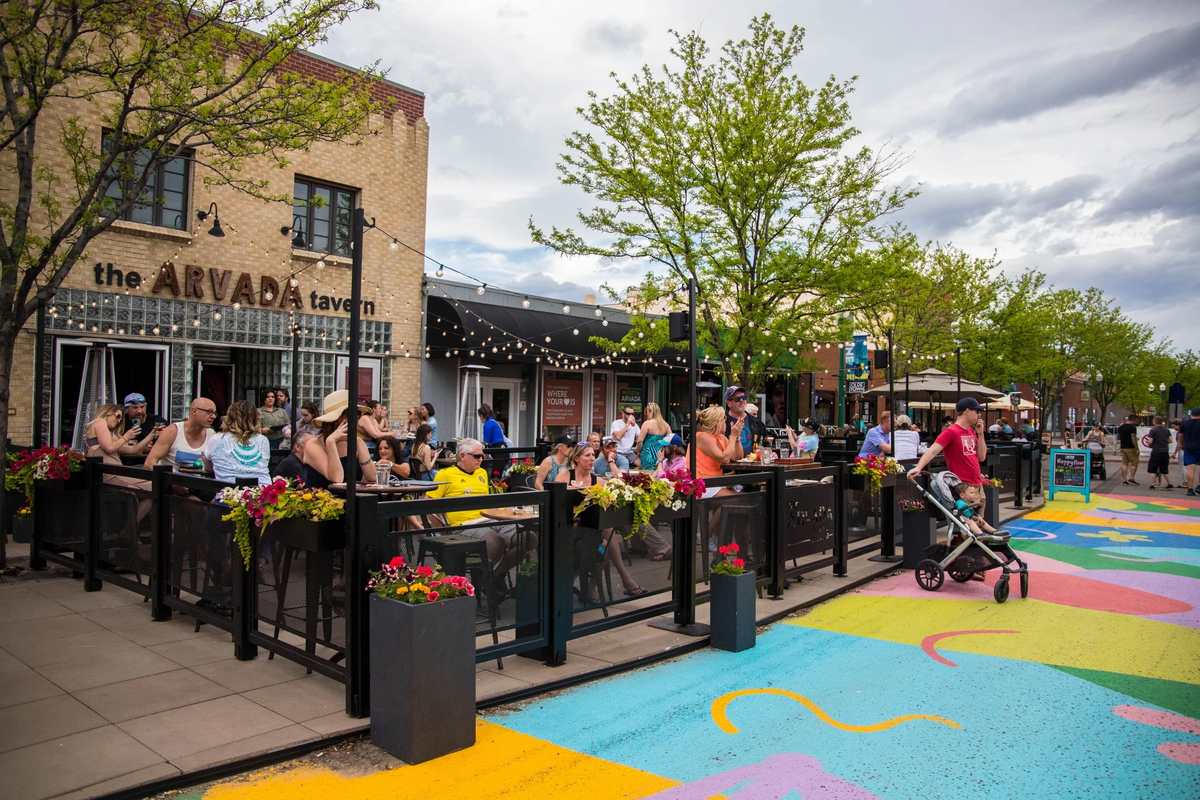 Arvada Tavern outdoor patio in Olde Town Arvada
