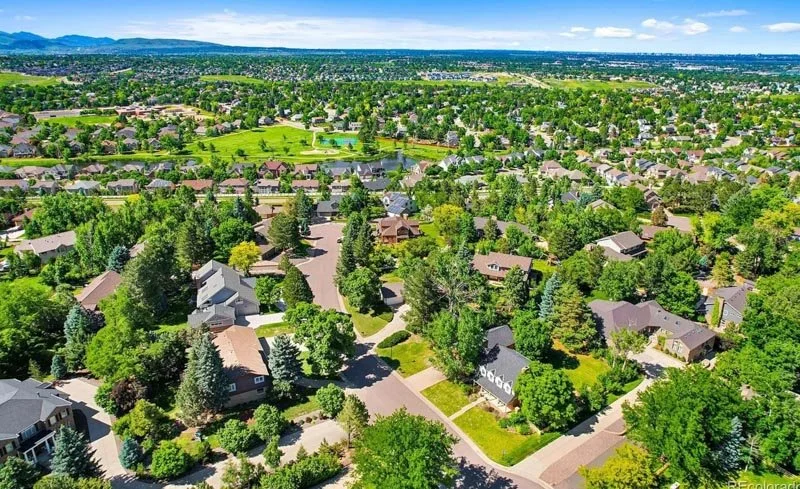 Denver Metro suburbs aerial view