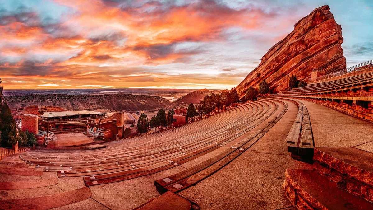 Red Rocks Amphitheatre at sunset