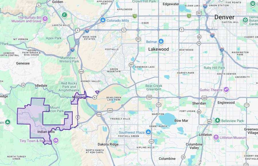 Morrison & Indian Hills map