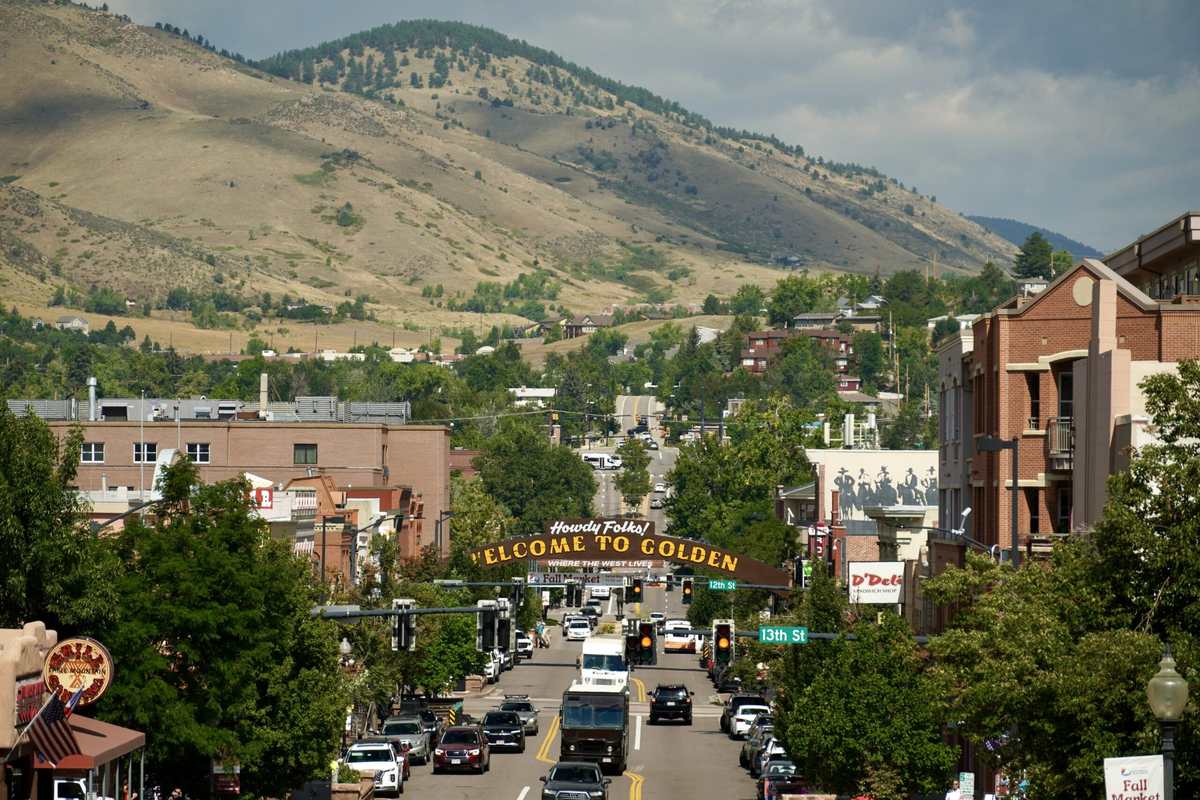 Golden Colorado downtown Welcome to Golden sign